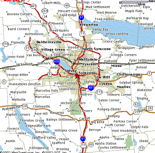 From Mapquest. The map emphasizes obscure places