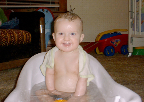 Kris takes a bath