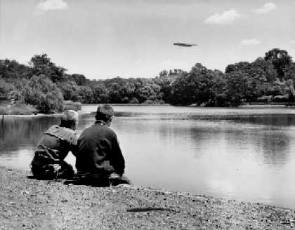 Horseshoe Lake, 1960. Shaker Heights public library via Ohiolink. Flying obj. prob. a stick.